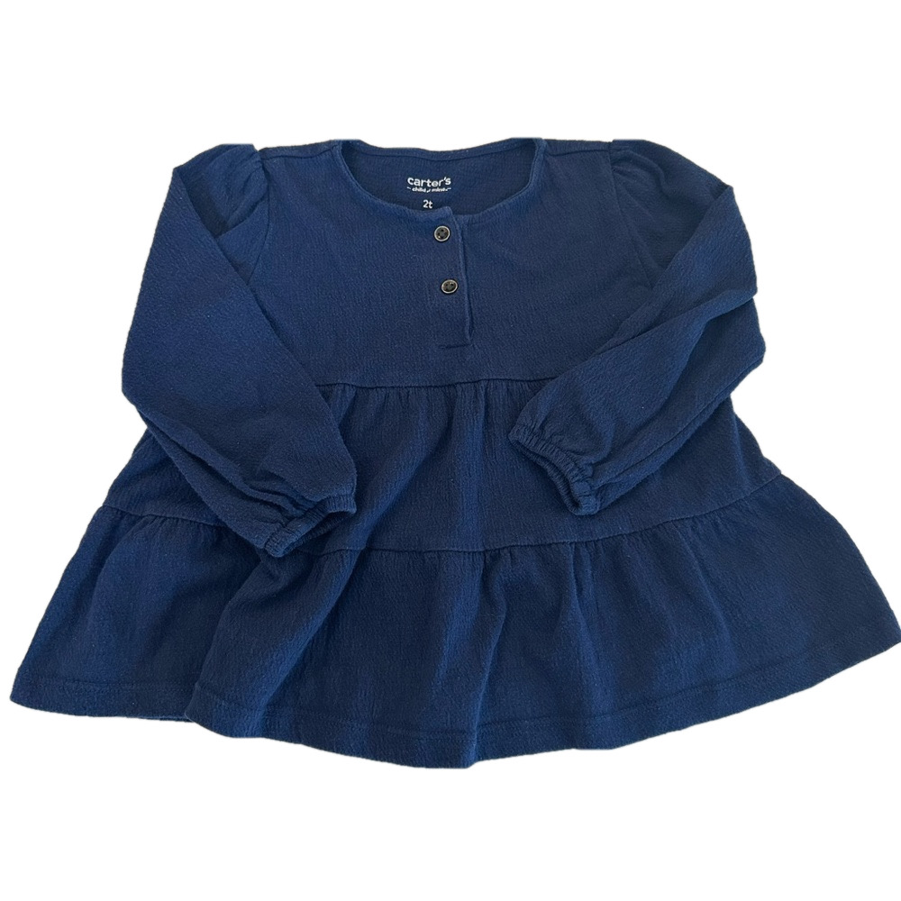 10/20$ Navy blue tiered long sleeve toddler girl top blouse size 2T